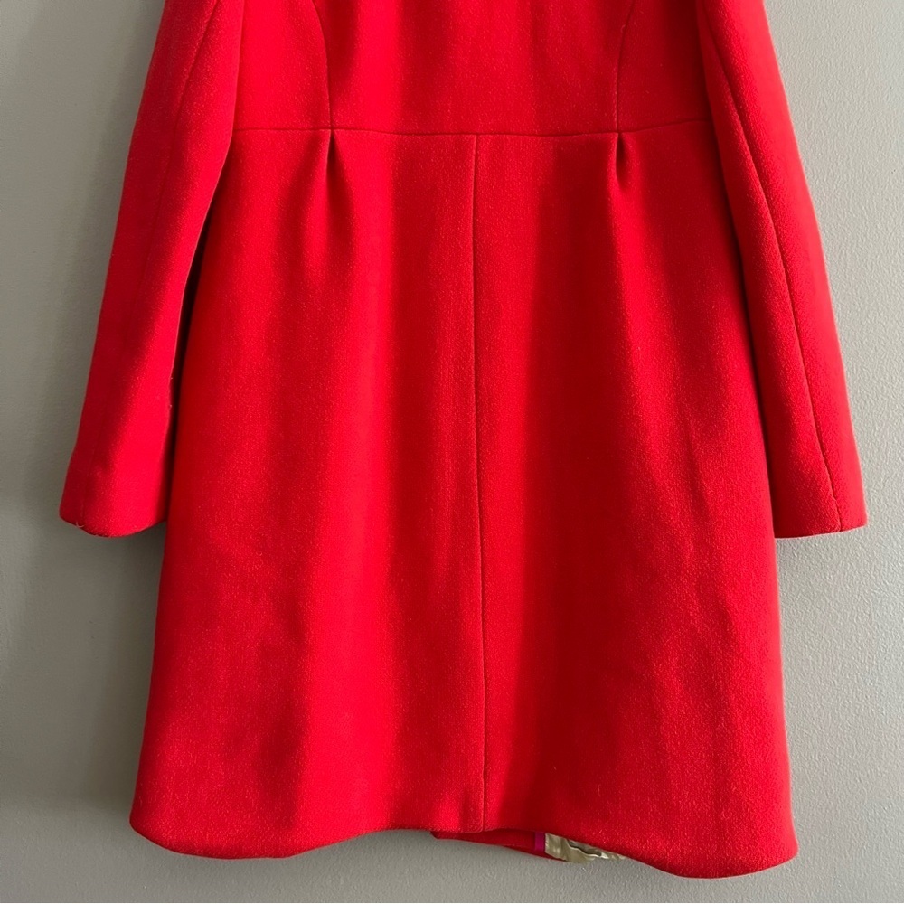 J. Crew Pea Coat Women Wool Blend Elegant Trench Jacket Old Money Red Sz 4 - Picture 8 of 14
